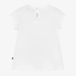AIGNER-Baby Girls White Cotton  Dress with Teddy Logo Print | Childrensalon Outlet