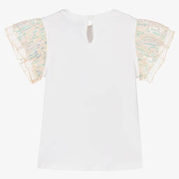 AIGNER-Белая футболка с розовыми пайетками | Childrensalon Outlet