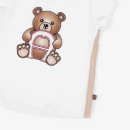 AIGNER-Baby Girls White T-Shirt with Sparkly Teddy Logo Motif | Childrensalon Outlet