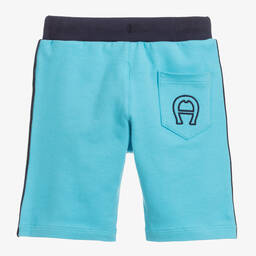 AIGNER-Blue Cotton Jersey Shorts | Childrensalon Outlet