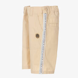 AIGNER-Boys Beige Cotton Logo Shorts | Childrensalon Outlet