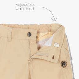 AIGNER-Boys Beige Cotton Logo Shorts | Childrensalon Outlet