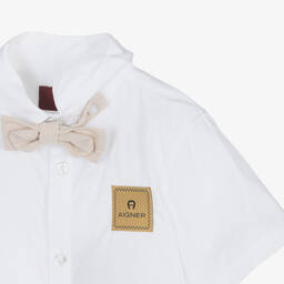 AIGNER-Boys Beige Linen & Cotton Shorts Set | Childrensalon Outlet