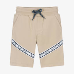 AIGNER-Boys Beige Logo Tape Cotton Shorts | Childrensalon Outlet