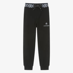 AIGNER-Boys Black Cotton Joggers | Childrensalon Outlet