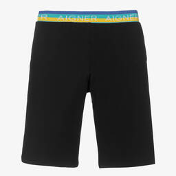 AIGNER-Boys Black Cotton Logo Shorts | Childrensalon Outlet