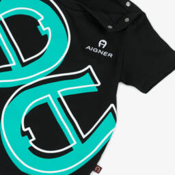 AIGNER-Boys Black Logo Jersey Tee | Childrensalon Outlet