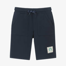 AIGNER-Boys Blue Cotton Jersey Shorts | Childrensalon Outlet