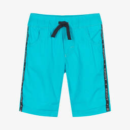 AIGNER-Boys Blue Cotton Logo Shorts | Childrensalon Outlet