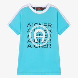 AIGNER-Boys Blue Cotton T-Shirt | Childrensalon Outlet