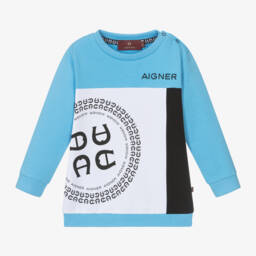 AIGNER-Boys Blue Jersey Logo Sweatshirt | Childrensalon Outlet