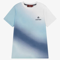 AIGNER Boys Green Ombr Cotton Logo T Shirt Childrensalon Outlet