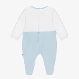 AIGNER-Boys Blue & White Cotton Pouch Pocket Babygrow | Childrensalon Outlet