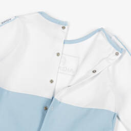 AIGNER-Boys Blue & White Cotton Pouch Pocket Babygrow | Childrensalon Outlet