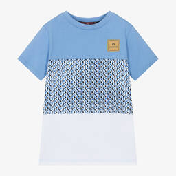 AIGNER-Бело-голубая футболка из хлопка для мальчиков | Childrensalon Outlet