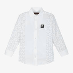 AIGNER-Boys Classic Grey & White Logo Shirt | Childrensalon Outlet
