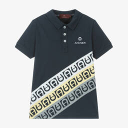AIGNER-Классическая синяя рубашка поло для мальчиков | Childrensalon Outlet