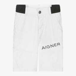 AIGNER-Boys Classic White Bermuda Shorts | Childrensalon Outlet