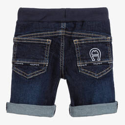 AIGNER-شورت قطن دنيم ستريتش لون أزرق للأولاد | Childrensalon Outlet