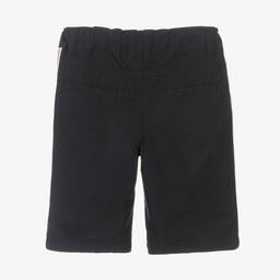 AIGNER-Boys Navy Blue Cotton Logo Shorts | Childrensalon Outlet