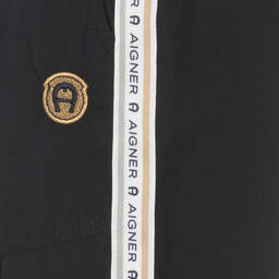 AIGNER-Boys Navy Blue Cotton Logo Shorts | Childrensalon Outlet