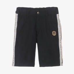 AIGNER-Boys Navy Blue Cotton Logo Shorts | Childrensalon Outlet