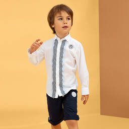 AIGNER-Boys Navy Blue Cotton Shorts | Childrensalon Outlet