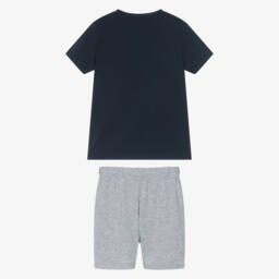 AIGNER-Boys Navy Blue & Grey Cotton Jersey Short Pyjamas | Childrensalon Outlet