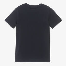AIGNER-Boys Navy Blue Striped Logo T-Shirt | Childrensalon Outlet