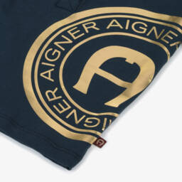 AIGNER-Boys Navy & Gold Designer Polo | Childrensalon Outlet