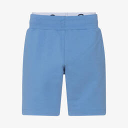 AIGNER-Boys Pale Blue Cotton Logo Shorts with Double Waistband | Childrensalon Outlet