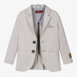 اقنر-جاكيت بلايزر قطن جيرسي لون رمادي للأولاد | Childrensalon Outlet