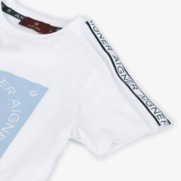 AIGNER-Boys Pure White Cotton Tee | Childrensalon Outlet