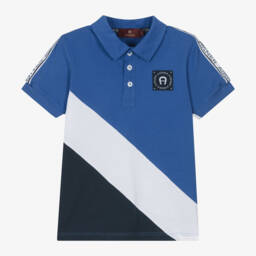 AIGNER-Boys Sporty Blue Cotton Polo | Childrensalon Outlet