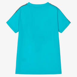 AIGNER-Boys Turquoise Blue Cotton Logo T-Shirt | Childrensalon Outlet