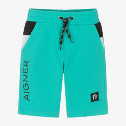 AIGNER-Boys Turquoise Cotton Jersey Shorts | Childrensalon Outlet