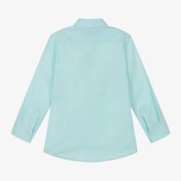 AIGNER-Boys Turquoise Poplin Logo Shirt | Childrensalon Outlet