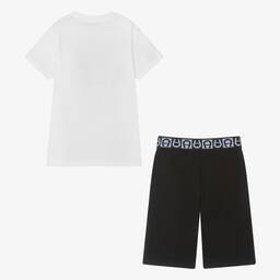 AIGNER-Boys White & Black Cotton Shorts Set | Childrensalon Outlet
