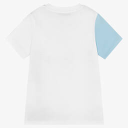 AIGNER-Boys White & Blue Colourblock T-Shirt | Childrensalon Outlet