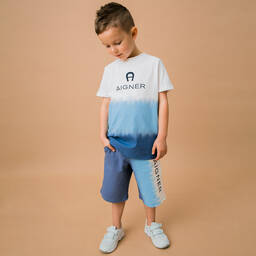 AIGNER-Бело-синяя футболка для мальчиков | Childrensalon Outlet