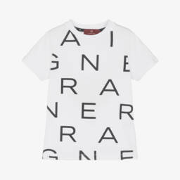 AIGNER-Boys White Cotton Logo Letters T-Shirt | Childrensalon Outlet