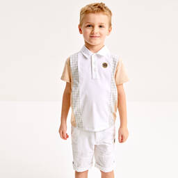 AIGNER-Boys White Cotton Logo Shorts | Childrensalon Outlet