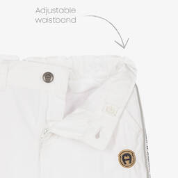 AIGNER-Boys White Cotton Logo Shorts | Childrensalon Outlet
