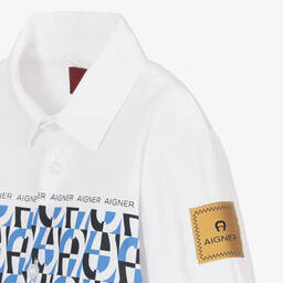 AIGNER-Boys White Cotton Shirt | Childrensalon Outlet