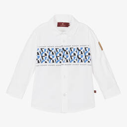 AIGNER-Boys White Cotton Shirt | Childrensalon Outlet