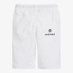 AIGNER-Boys White Cotton Shorts | Childrensalon Outlet