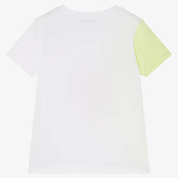 AIGNER-Boys White & Green Colourblock T-Shirt | Childrensalon Outlet