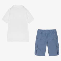 AIGNER-Белая рубашка поло и синие шорты | Childrensalon Outlet