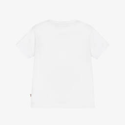 AIGNER-Boys White T-Shirt with Yellow & Black Logo Graphic | Childrensalon Outlet