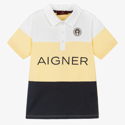 AIGNER-Boys Yellow Logo Polo Shirt | Childrensalon Outlet